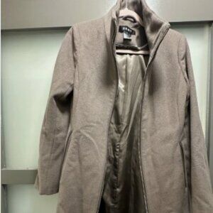DKNY wool taupe long coat